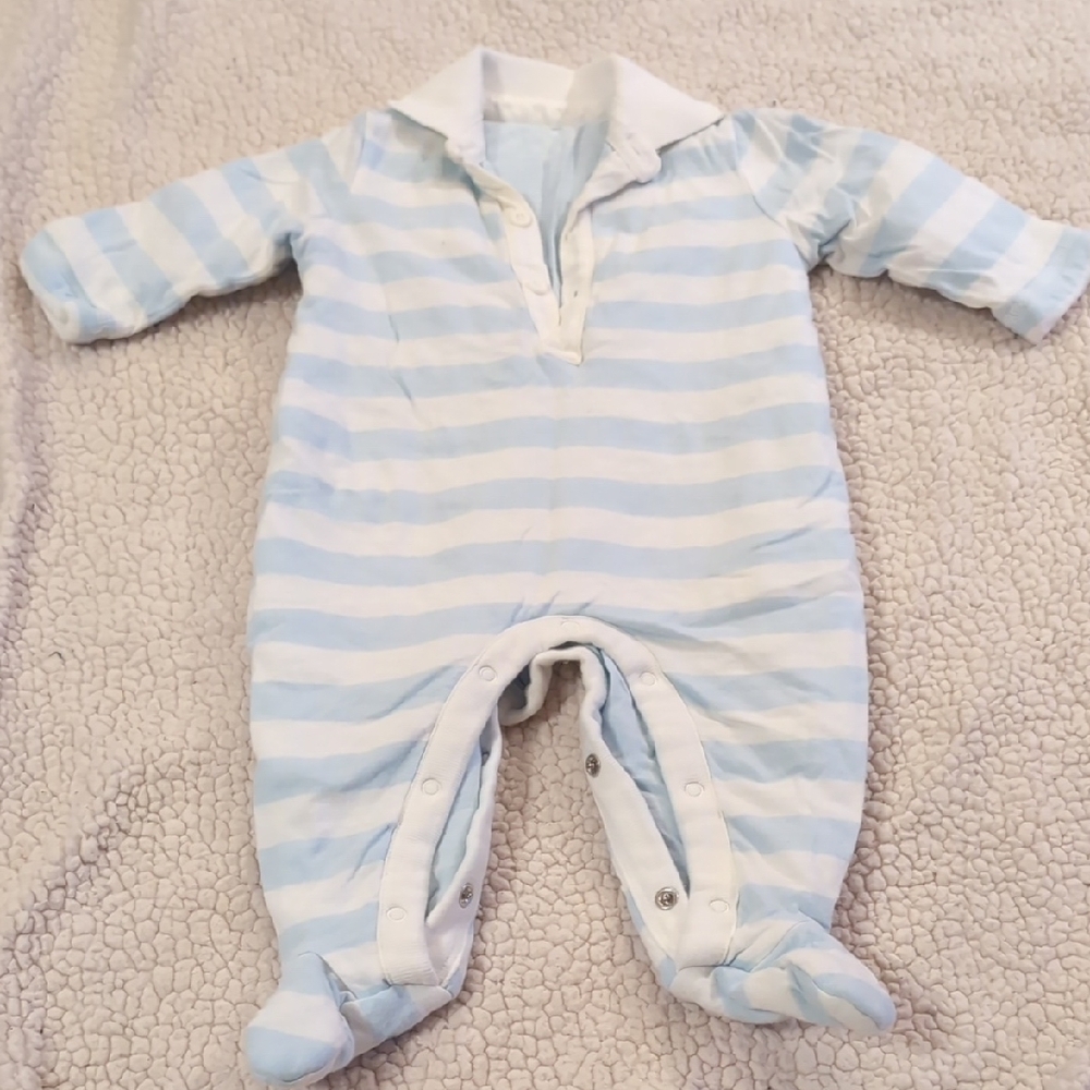 GAP Blue and White Striped Footies One Piece